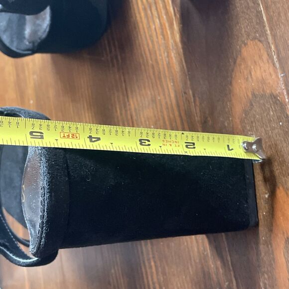 Black 5" High Block Heel 1.5"PLATFORM Open Toe Shoes WOMEN Size 9.5 - Picture 11 of 12